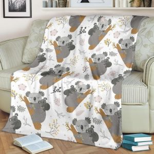 KOALA MOM AND BABY PATTERN FLEECE BLANKET GIFT FOR FAN