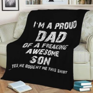 PROUD DAD FATHER’S DAY FLEECE THROW BLANKET BEST SELLER FLEECE BLANKET GIFT FOR FAN