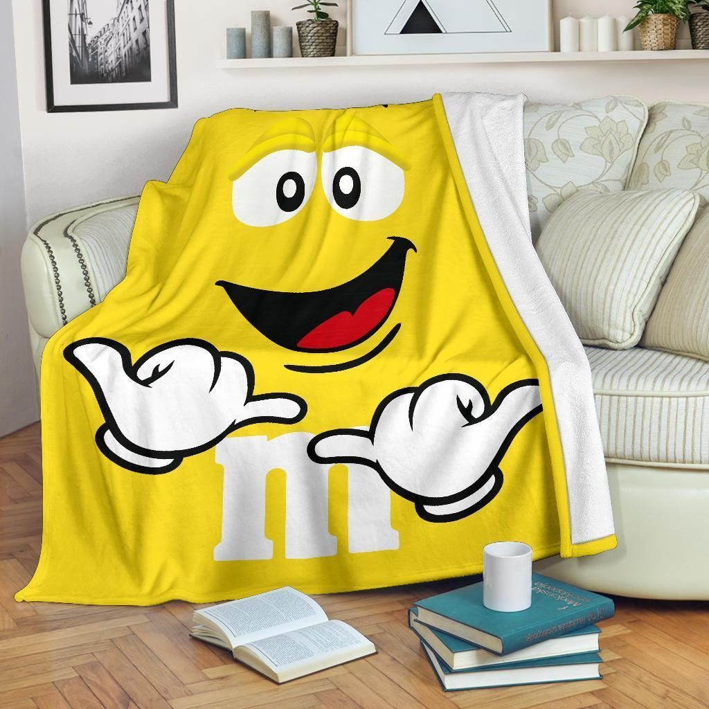 YELLOW M&M FLEECE BLANKET GIFT FOR FAN YELLOW M&M FLEECE BLANKET GIFT FOR FAN