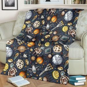 INTO SPACE PATTERN PRINT FLEECE BLANKET GIFT FOR FAN