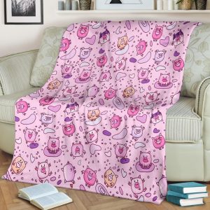 PIG KAWAII PINK FLEECE BLANKET GIFT FOR FAN