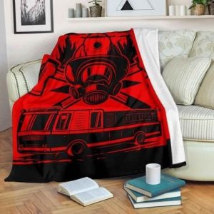 FIRE TRUCK FLEECE BLANKET GIFT FOR FAN