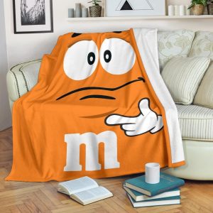 ORANGE M&M FLEECE BLANKET GIFT FOR FAN
