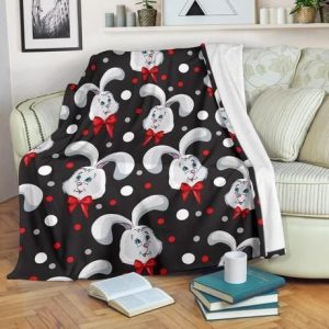 RABBIT WITH RED RIBBON BEST SELLER FLEECE BLANKET GIFT FOR FAN