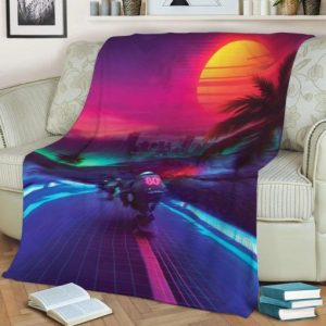 SYNTHWAVE MIDNIGHT OUTRUN BEST SELLER FLEECE BLANKET GIFT FOR FAN