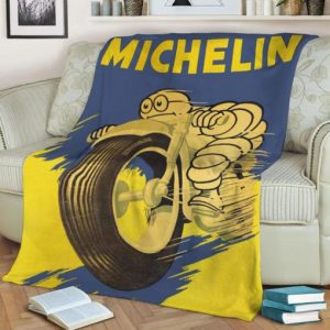 MICHELIN VINTAGE MOTORCYCLE FLEECE BLANKET GIFT FOR FAN