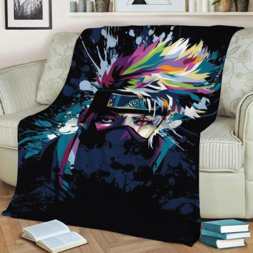 KAKASHI HATAKE SPLATTER FLEECE BLANKET GIFT FOR FAN KAKASHI HATAKE SPLATTER FLEECE BLANKET GIFT FOR FAN