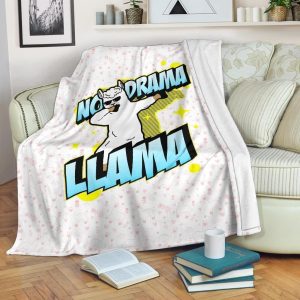 NO DRAMA LLAMA FUNNY DABBLING LLAMA FLEECE BLANKET GIFT FOR FAN