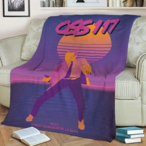 OSS 117 SYNTHWAVE FLEECE BLANKET GIFT FOR FAN