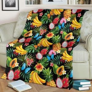 TROPICAL FRUITS AND FLORAL BEST SELLER FLEECE BLANKET GIFT FOR FAN