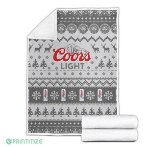 Coors Light Ugly Xmas Fleece Blanket