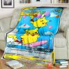 Anime Pkm Flying And Surfing Pikachu Tag Team Gx Custom Soft Blanket
