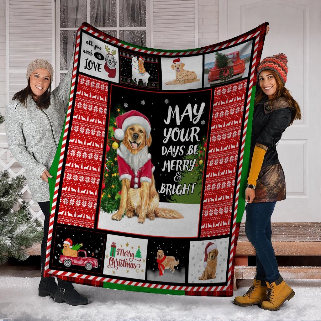 Christmas Golden Retriever May Your Days Be Merry And Bright Xmas Fleece Blanket Christmas Golden Retriever May Your Days Be Merry And Bright Xmas Fleece Blanket