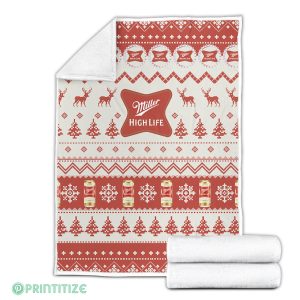 Miller High Life Ugly Xmas Fleece Blanket