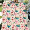 Flamingo Christmas Xmas Tropical Plant Blanket