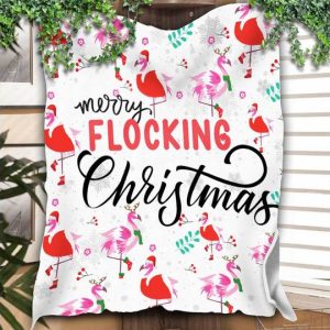 Flamingo Merry Flocking Christmas Blanket