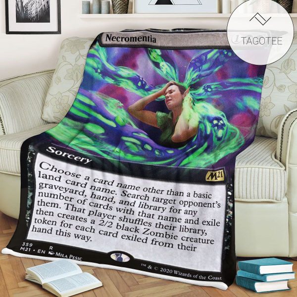 Game Mtg Magic The Gathering M21 359 Necromentia Fleece Blanket Tagotee