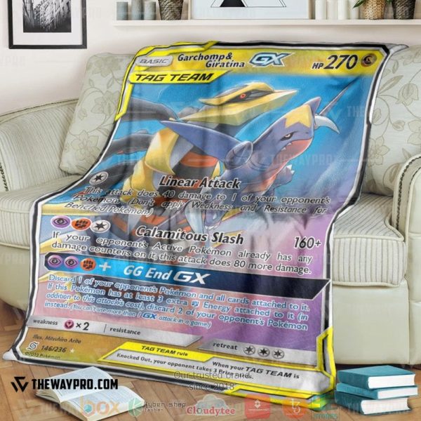 Pokemon Garchomp And Giratina Gx Unified Minds Soft Blanket