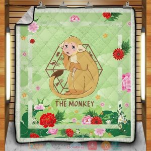 Ritsu The Monkey Quilt Blanket