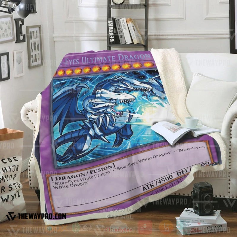 Yu Gi Oh Blue Eyes Ultimate White Dragon Soft Blanket Yu Gi Oh Blue Eyes Ultimate White Dragon Soft Blanket
